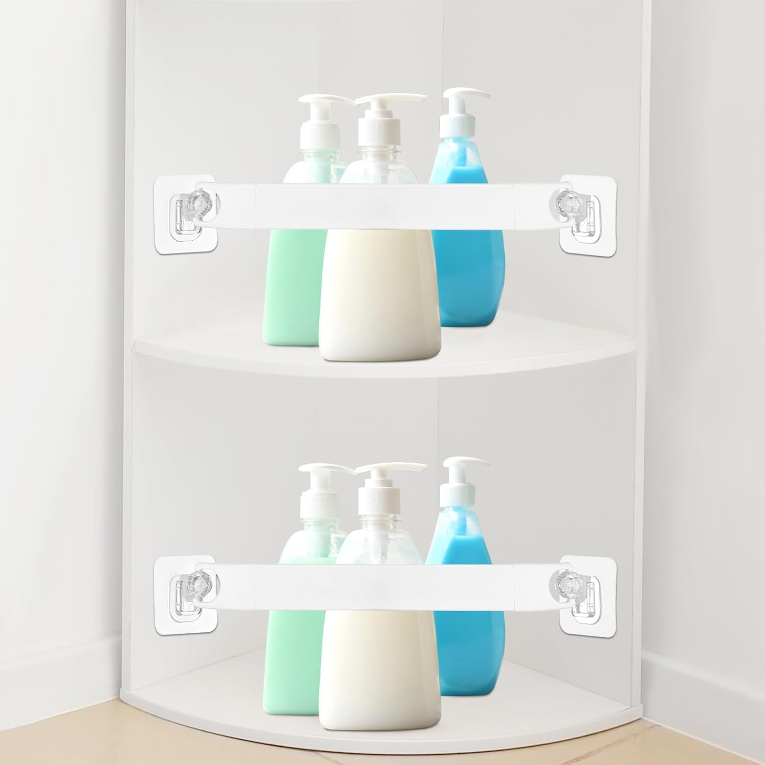 2 piezas de barra de almacenamiento de esquina blanca para ducha, remolques de viaje, cámper, accesorios para colgar en el interior, artículos de