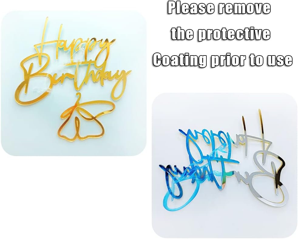 JYNice – 4 decoraciones para tartas de fiesta de cumpleaños, acrílico dorado, para decoración de pasteles de cumpleaños de bebé (JYNice)