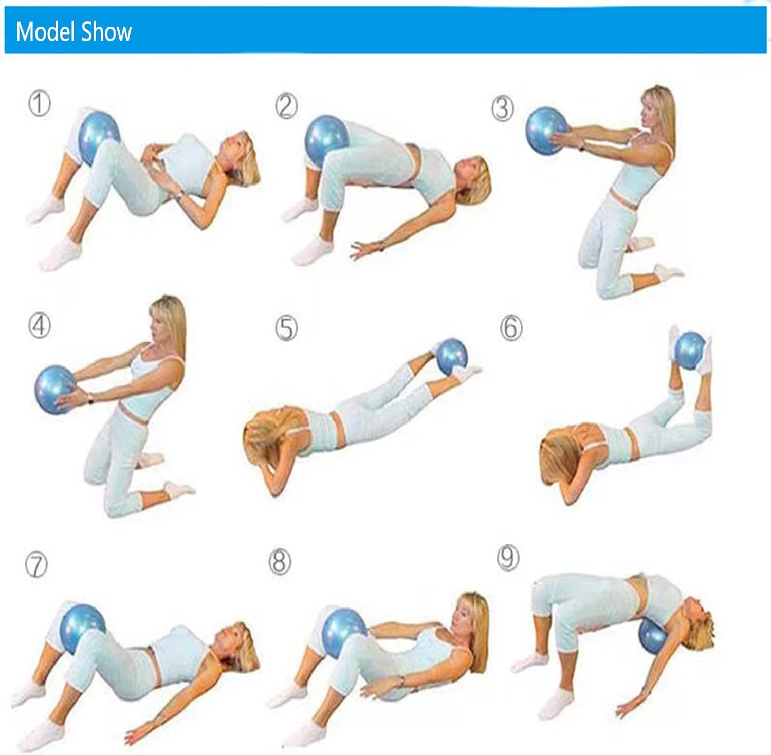 Fsadwnn – Pelota de ejercicio pequeña, bola de pilates de 9 pulgadas, pelota de ejercicio pequeña con bomba, bola de barre, mini pelota dobladora,