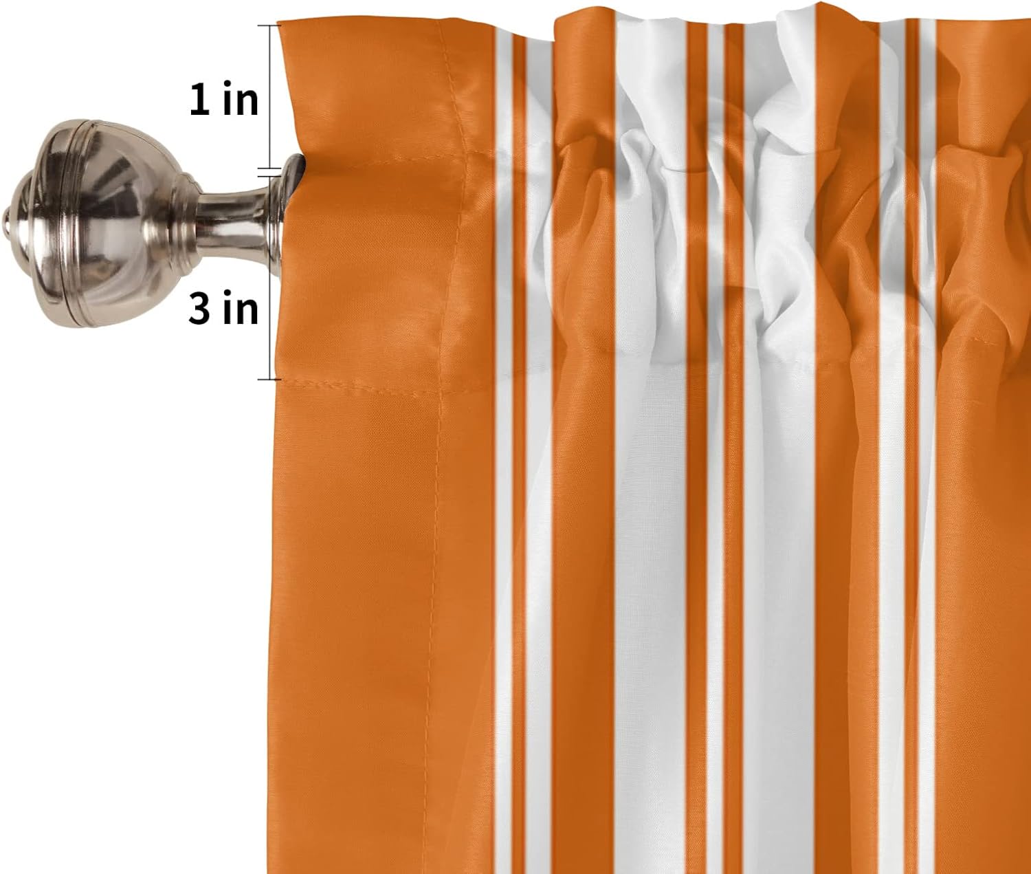 Artwork Store Curtain Valance for Window Kitchen Decor, Thanksgiving Fall Orange White Stripe 54″ x 18″ Window Treatment Curtains Topper Rod Pocket