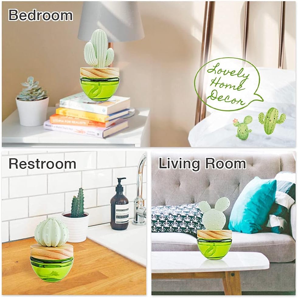 Difusor de aceite de cactus, con orejas de yeso y conejo, difusor de aroma para fragancias, hogares, salas de estar, baño, oficina, decoración de