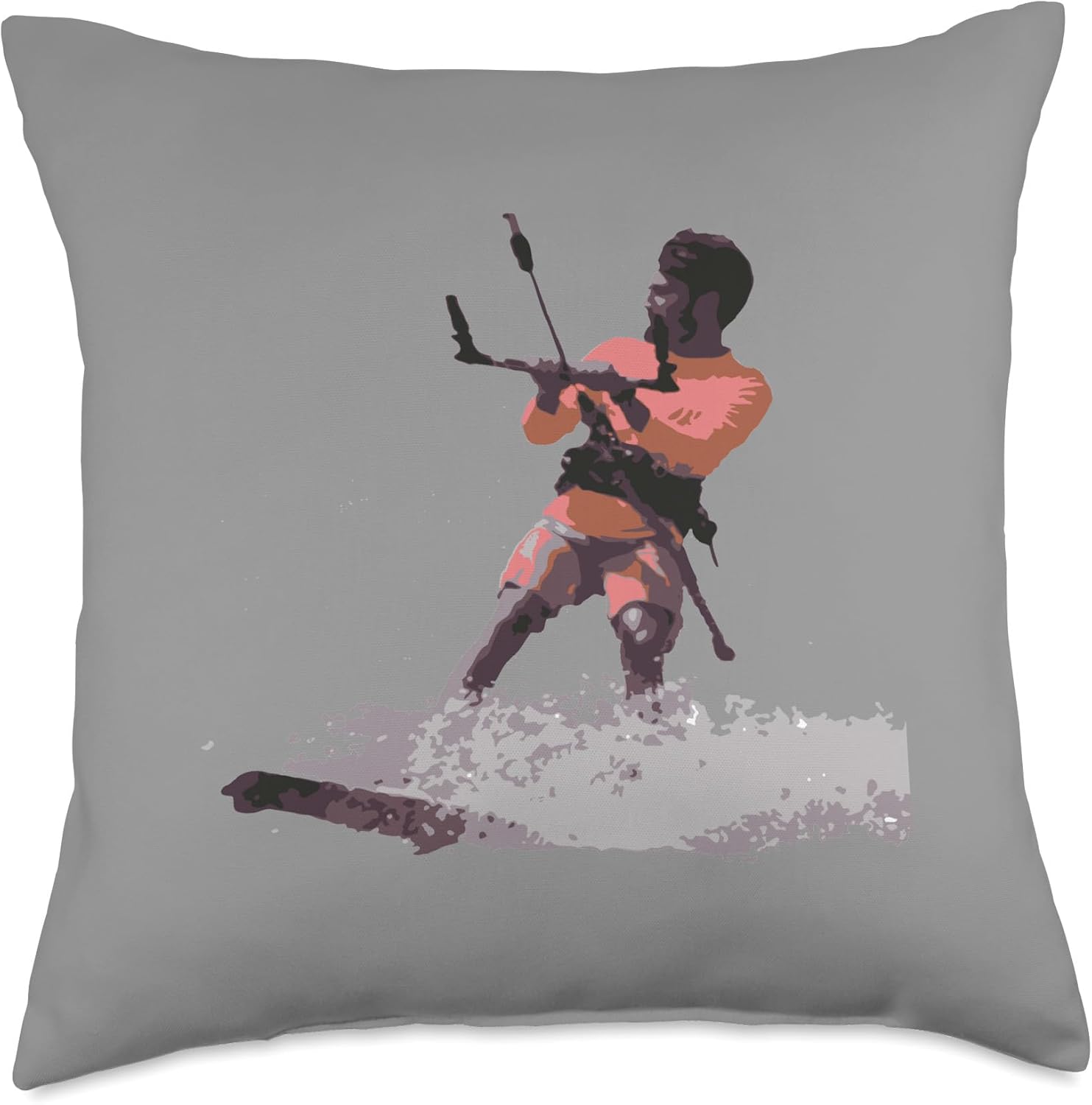 Kitesurf Gifts and Surf Lover Tees by taiche Kitesurfing Enthusiast Riding A Wave Illustration Throw Pillow, 18×18, Multicolor