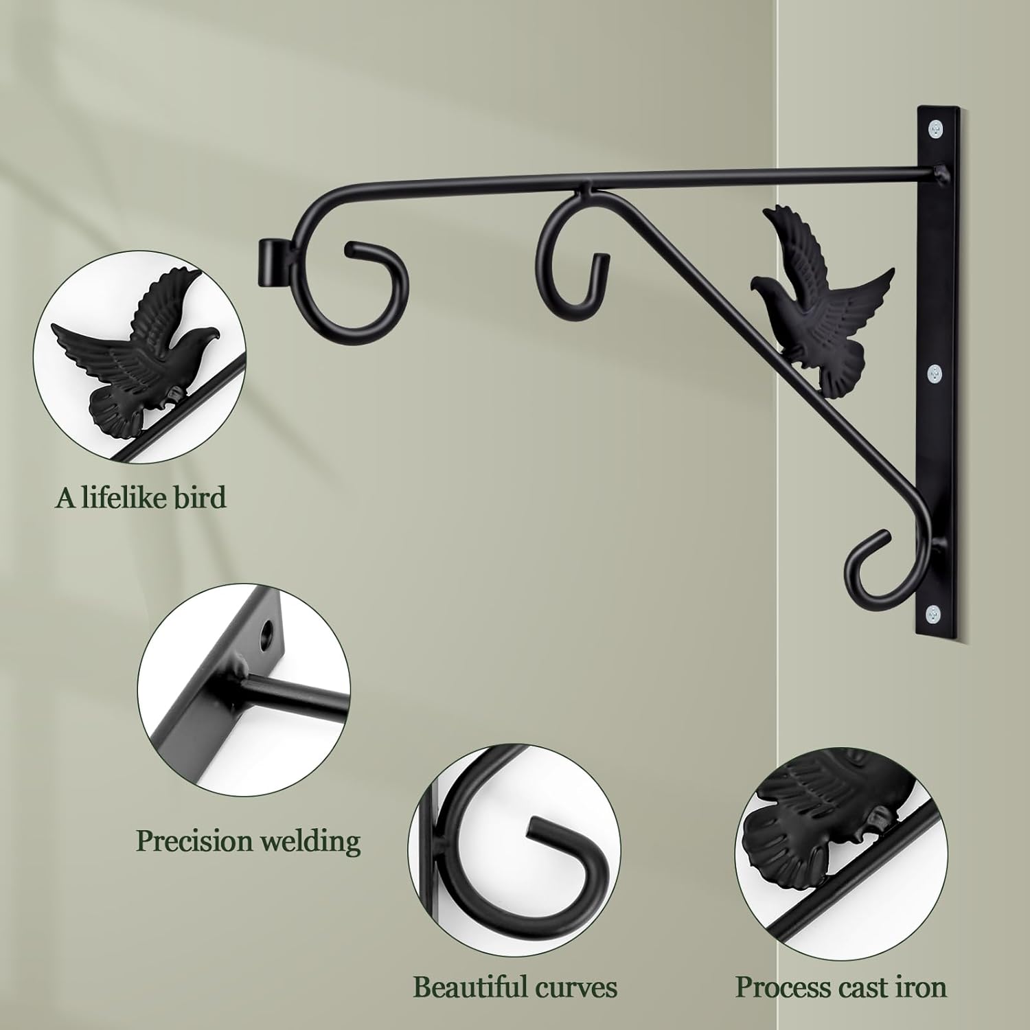 Gancho para colgar plantas, 2 piezas de gancho de pared de metal, colgador de pared para plantas, candelabros solares, macetas, linternas,