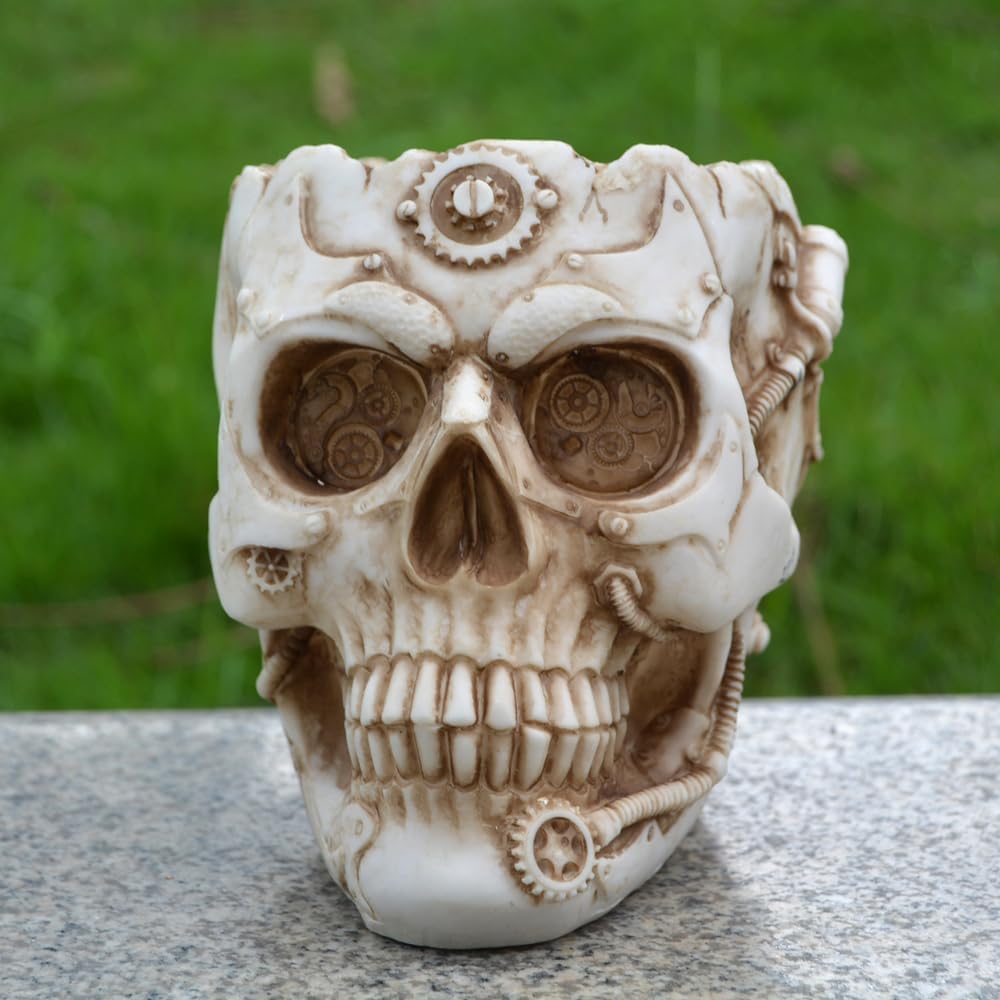 Maceta de calavera, maceta de Halloween, maceta de calavera, jarrón de Halloween, macetas góticas, decoración de calavera, macetas con drenaje,