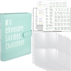 Desafío de ahorro de dinero de 100 sobres, desafío de sobres de dinero, carpeta de desafíos de ahorro fácil con sobres, forma divertida de ahorrar Desafío de ahorro de dinero de 100 sobres, desafío de sobres de dinero, carpeta de desafíos de ahorro fácil con sobres, forma divertida de ahorrar