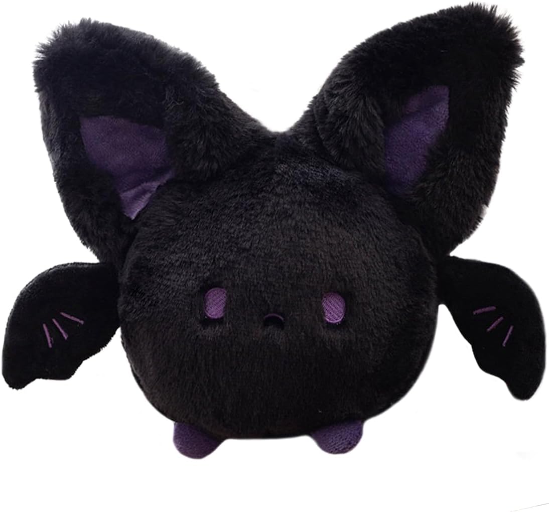 ELAINREN Peluche de murciélago loco para Halloween, diseño de murciélago negro, suave, para abrazar, decoración de muñecas de murciélago peludo,