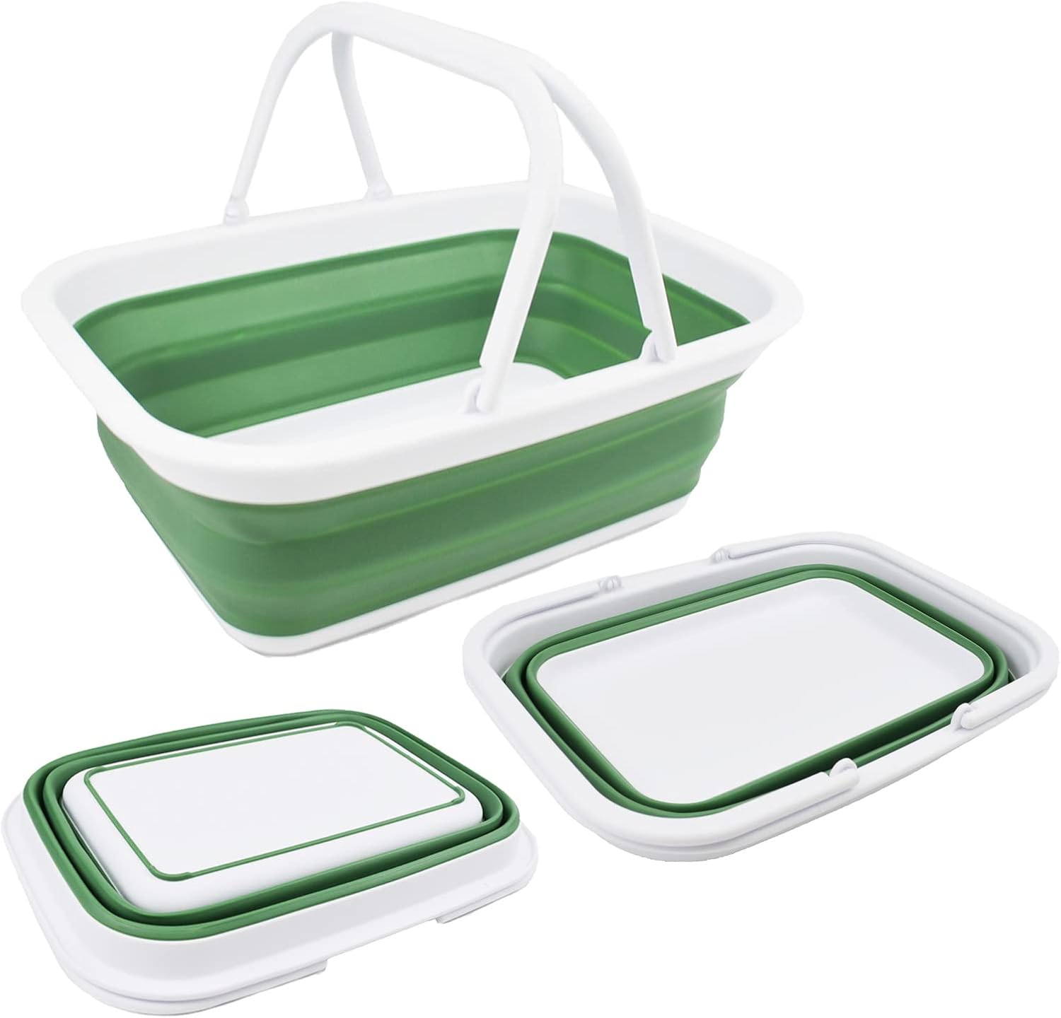 SAMMART Tina plegable con asa de 9.2 litros (2.37 galones), cesta de picnic portátil al aire libre, lavabo plegable para lavar platos, campamento,