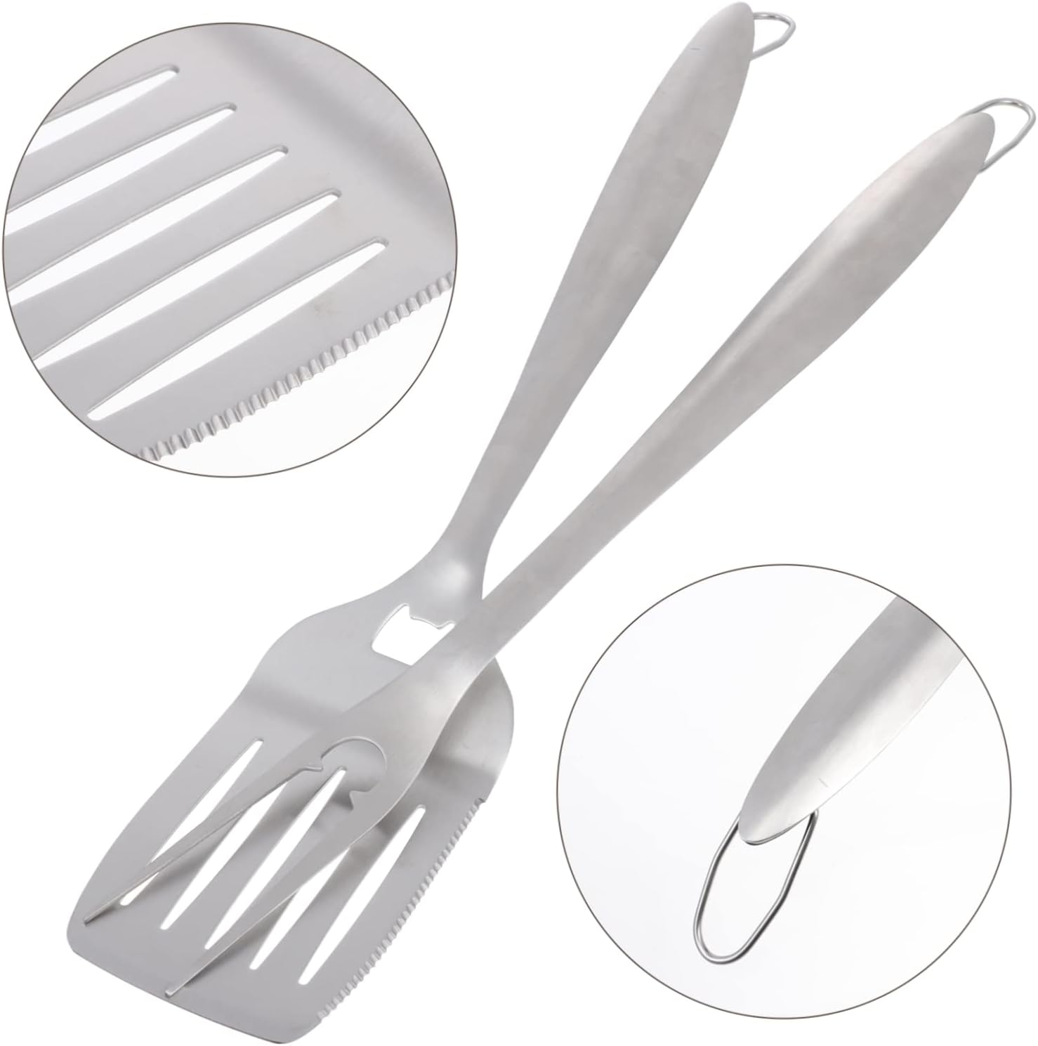 2 Uds. Espátula para freír, tenedor, pinzas de cocina, cuchara de panadería, pastelería, tenedor, rascador de metal, espátula para barbacoa,