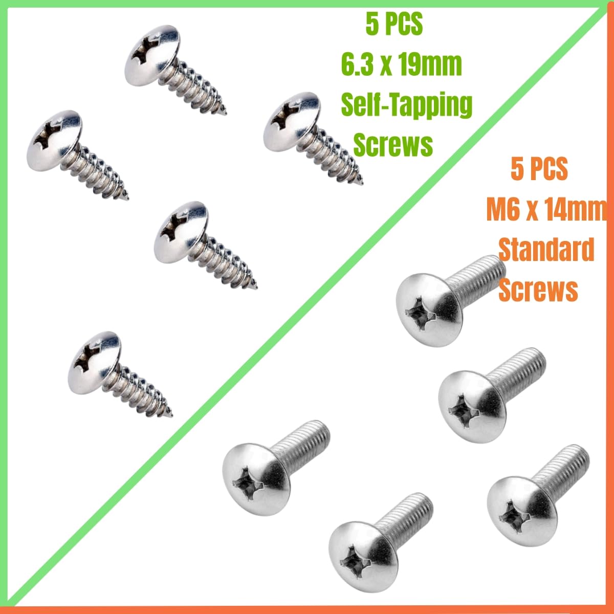 Tornillos de matrícula de acero inoxidable compatibles con automóviles, camiones, SUV, caravanas, motocicletas para fijación delantera o trasera