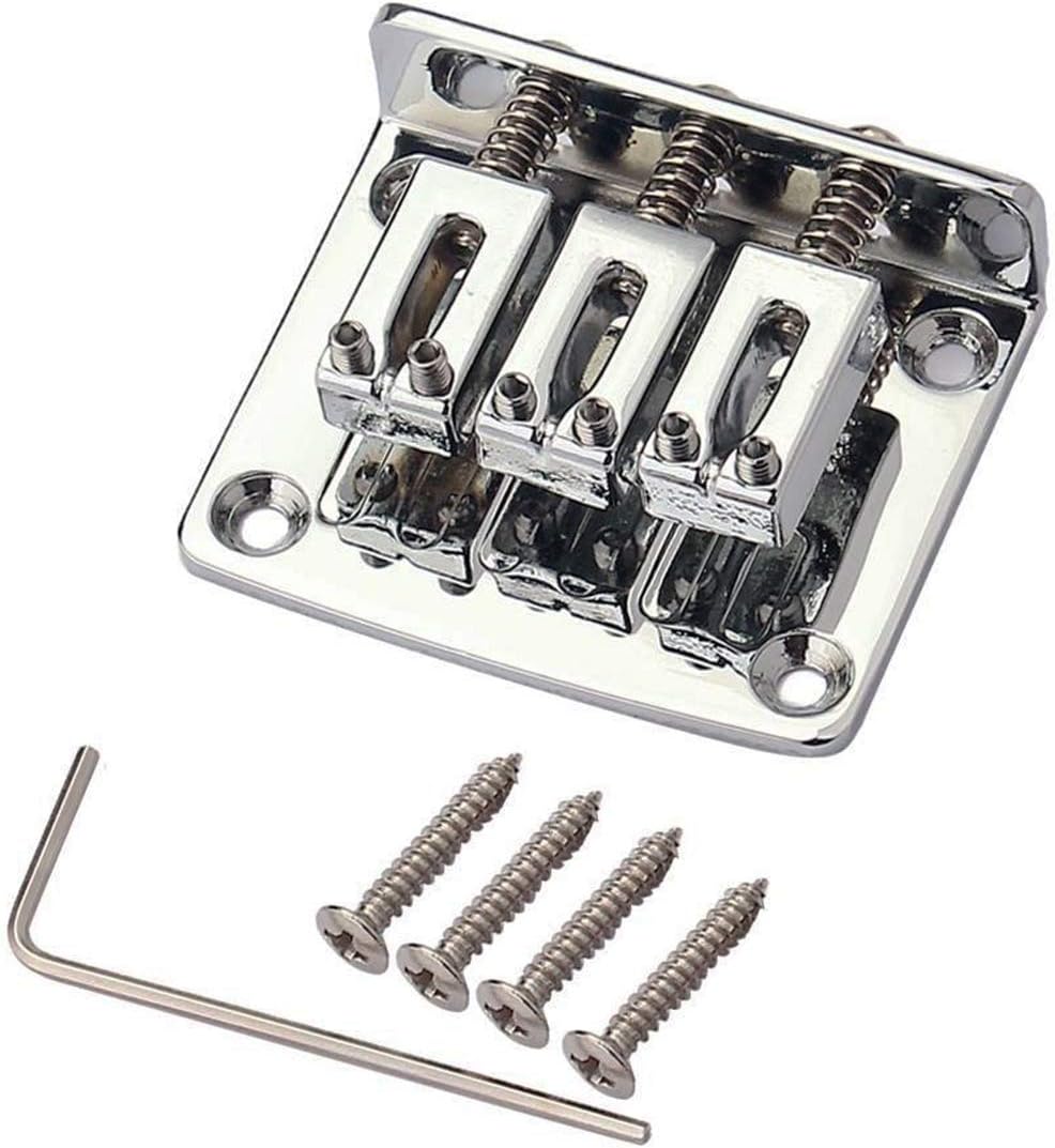 KAIY Guitarra ajustable de 3 cuerdas, puente de cola dura para caja de cigarros, piezas de guitarra eléctrica, repuesto de guitarra cromada