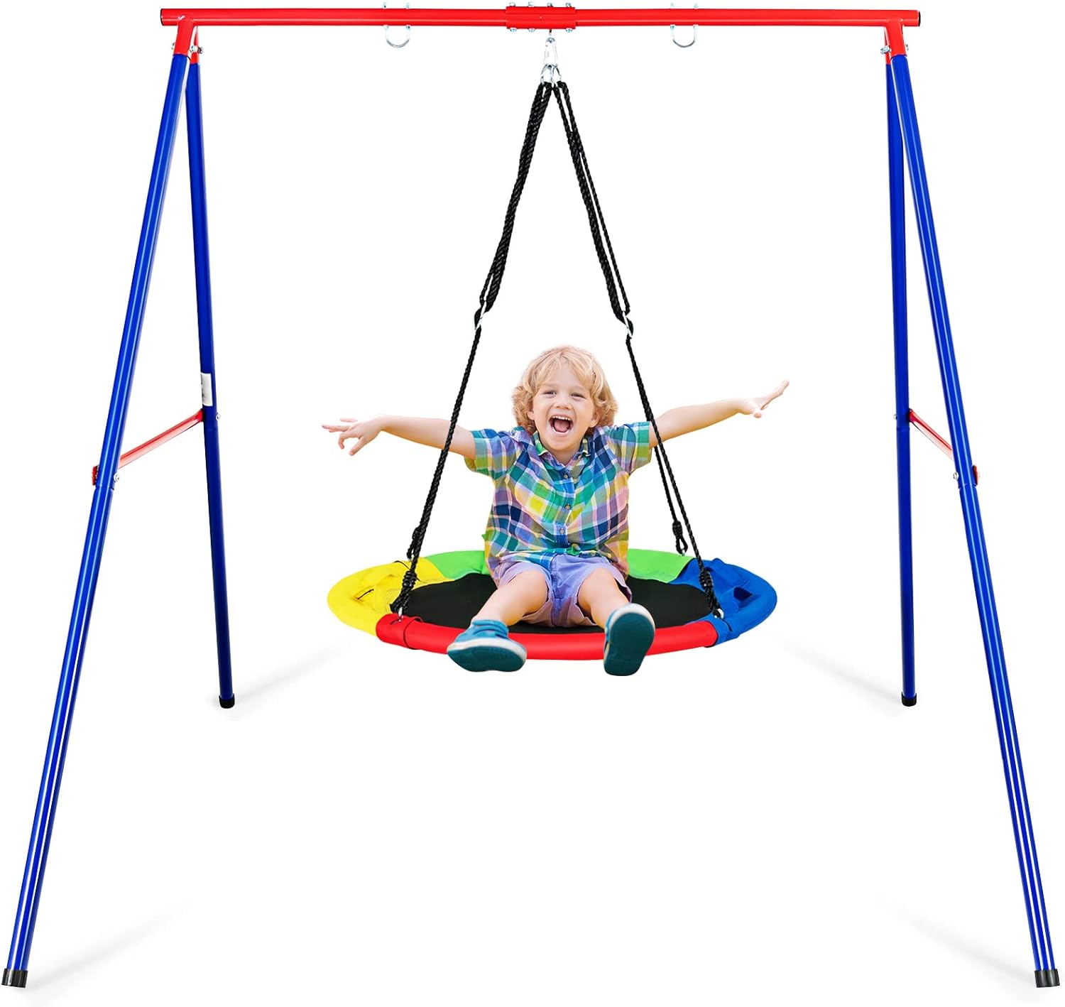 INFANS Juego de soporte de columpio de 1 asiento, marco de columpio de metal resistente de 550 libras, soporte de columpio extra grande con marco en
