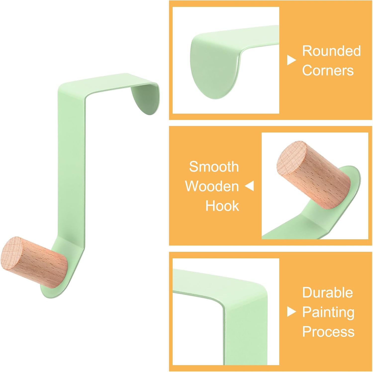 uxcell Ganchos para colgar sobre la puerta, 4 unidades, ganchos individuales para colgar ropa, sombreros, toallas (verde)