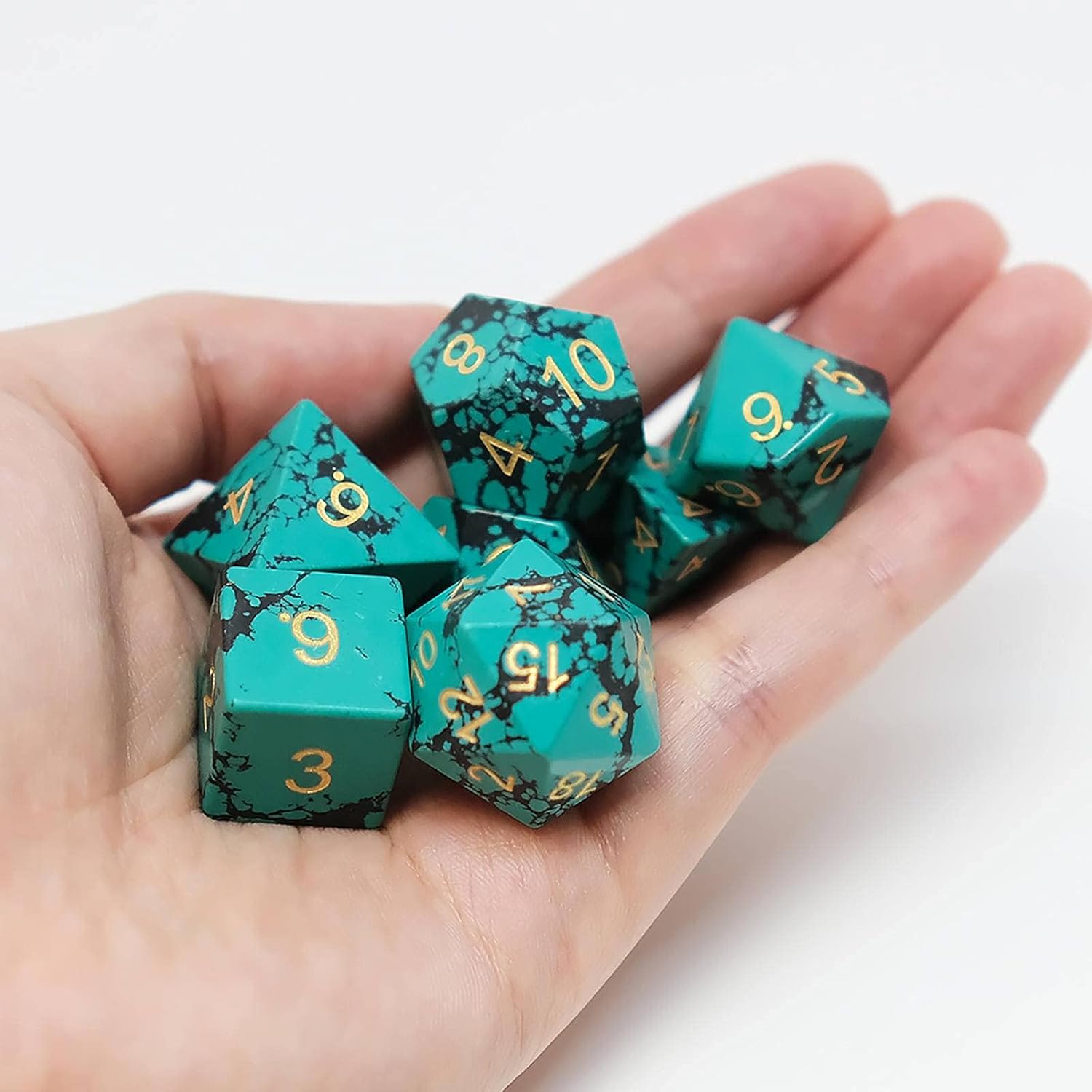 NC – Juego de dados sintéticos de turquesa con 7 piezas de D&D, juego de dados de poliedarl DND, se puede vender por separado, más opciones, bolsa