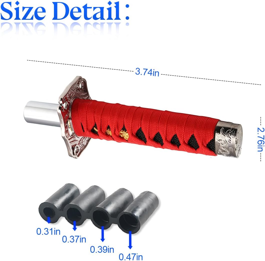 zipelo Samurai – Pomo de palanca de cambios corta de 6 pulgadas con 4 adaptadores, palanca de cambios Samurai para transmisión manual, la mayoría de