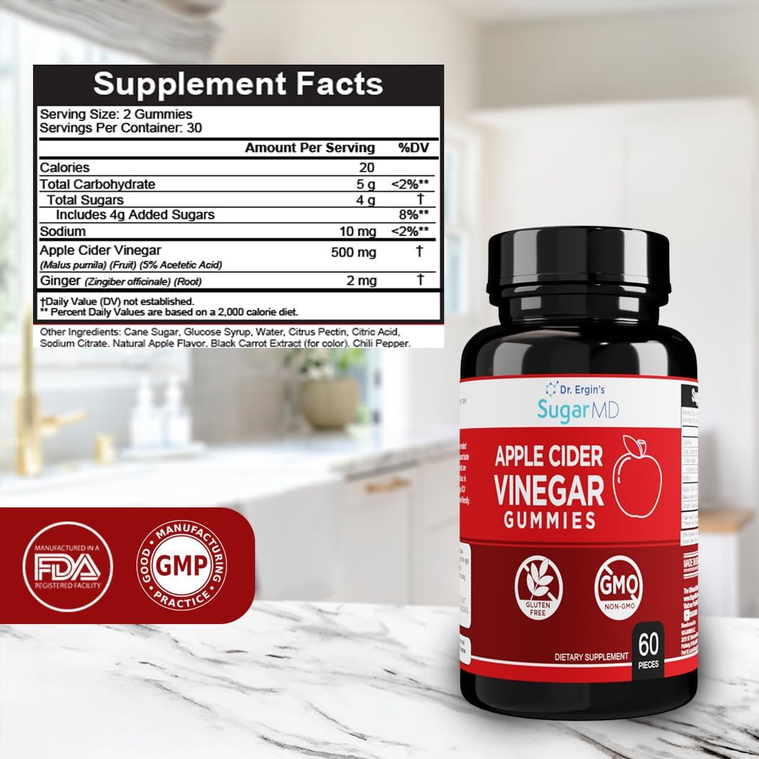 SugarMD Dr. Ergin’s Apple Cider Vinegar – 60 Gummies