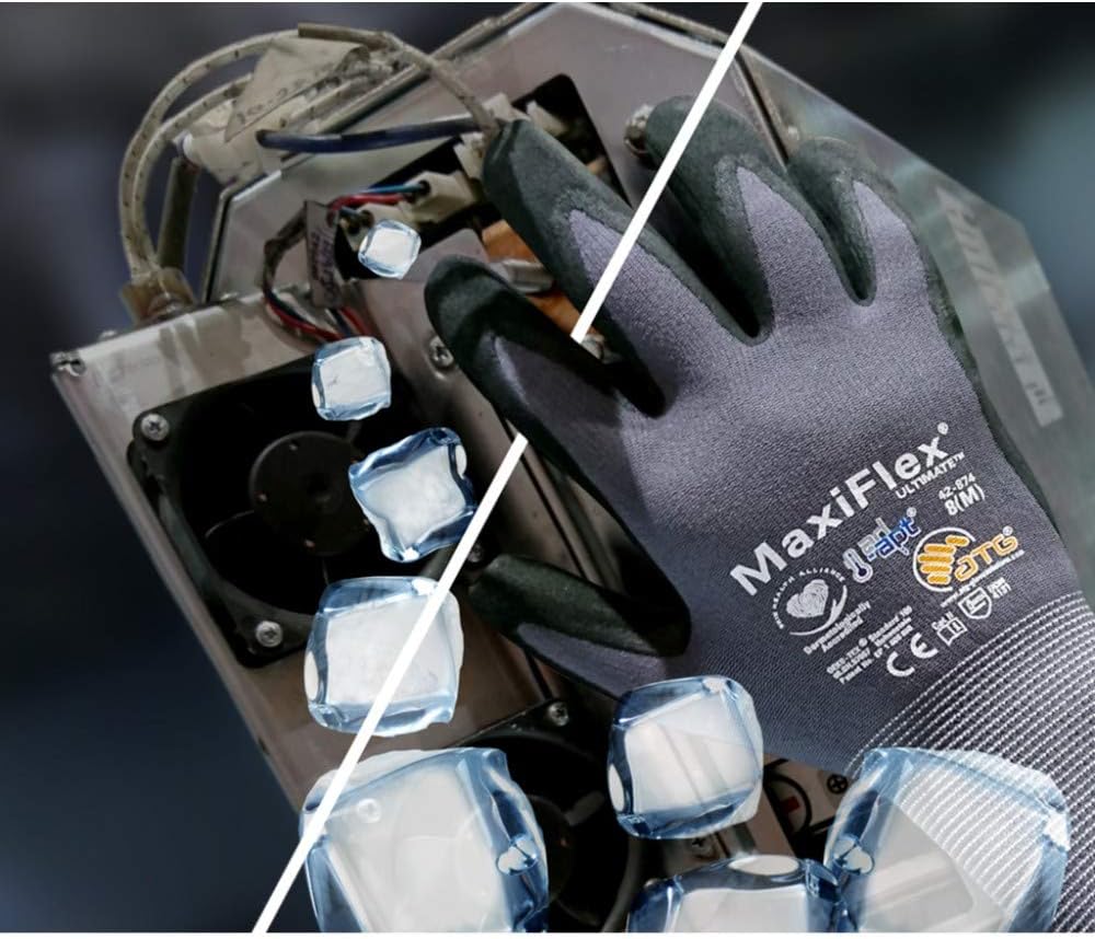 MaxiFlex 34-874 – Guantes de nailon y licra de punto sin costuras con agarre de microespuma recubierta de nitrilo en la palma y los dedos (12, S)