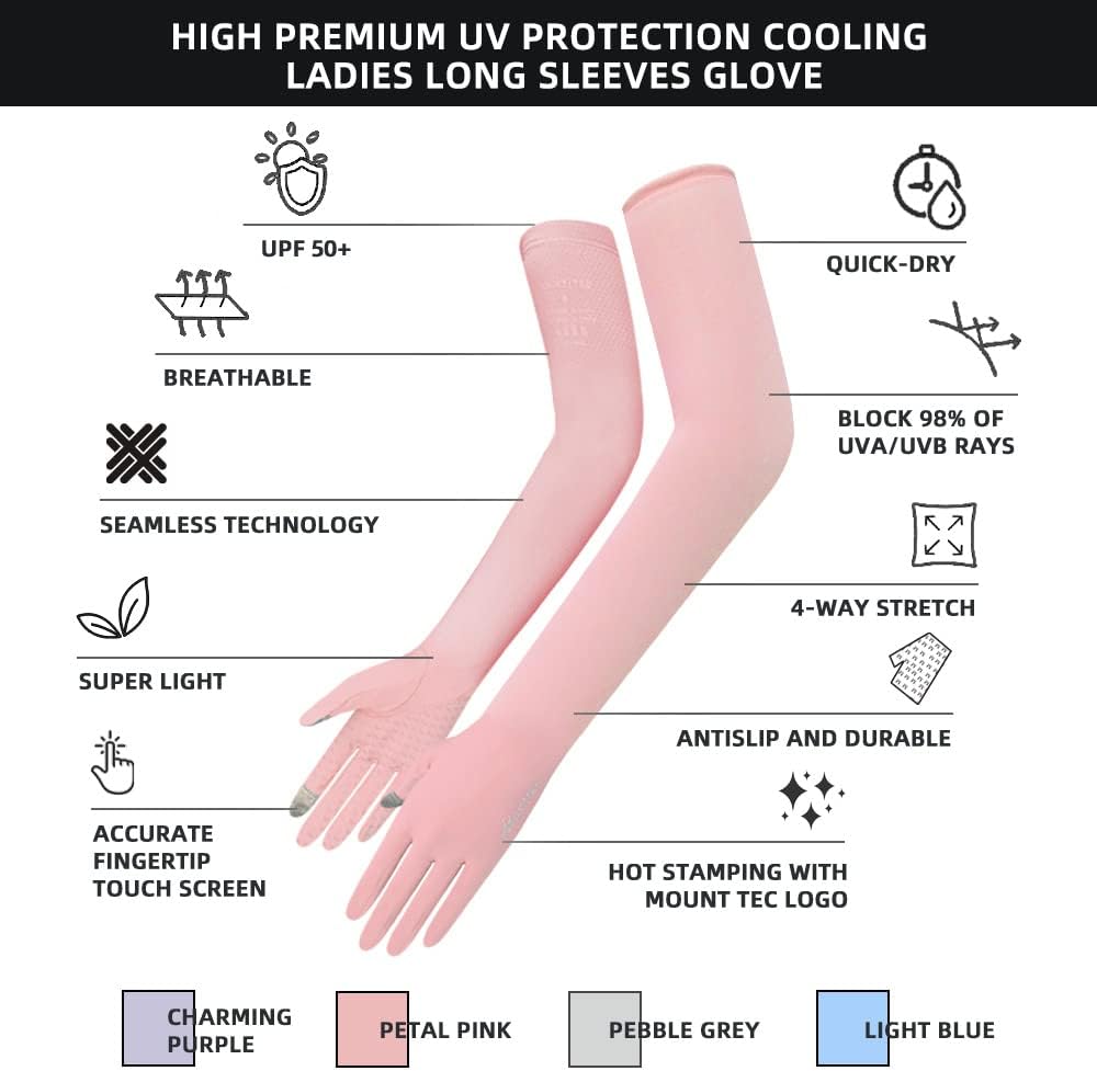 MOUNT TEC Guantes de protección UV, manga de brazo, manga de codo, cubierta de tatuaje manga de compresión para cubrir brazos completos