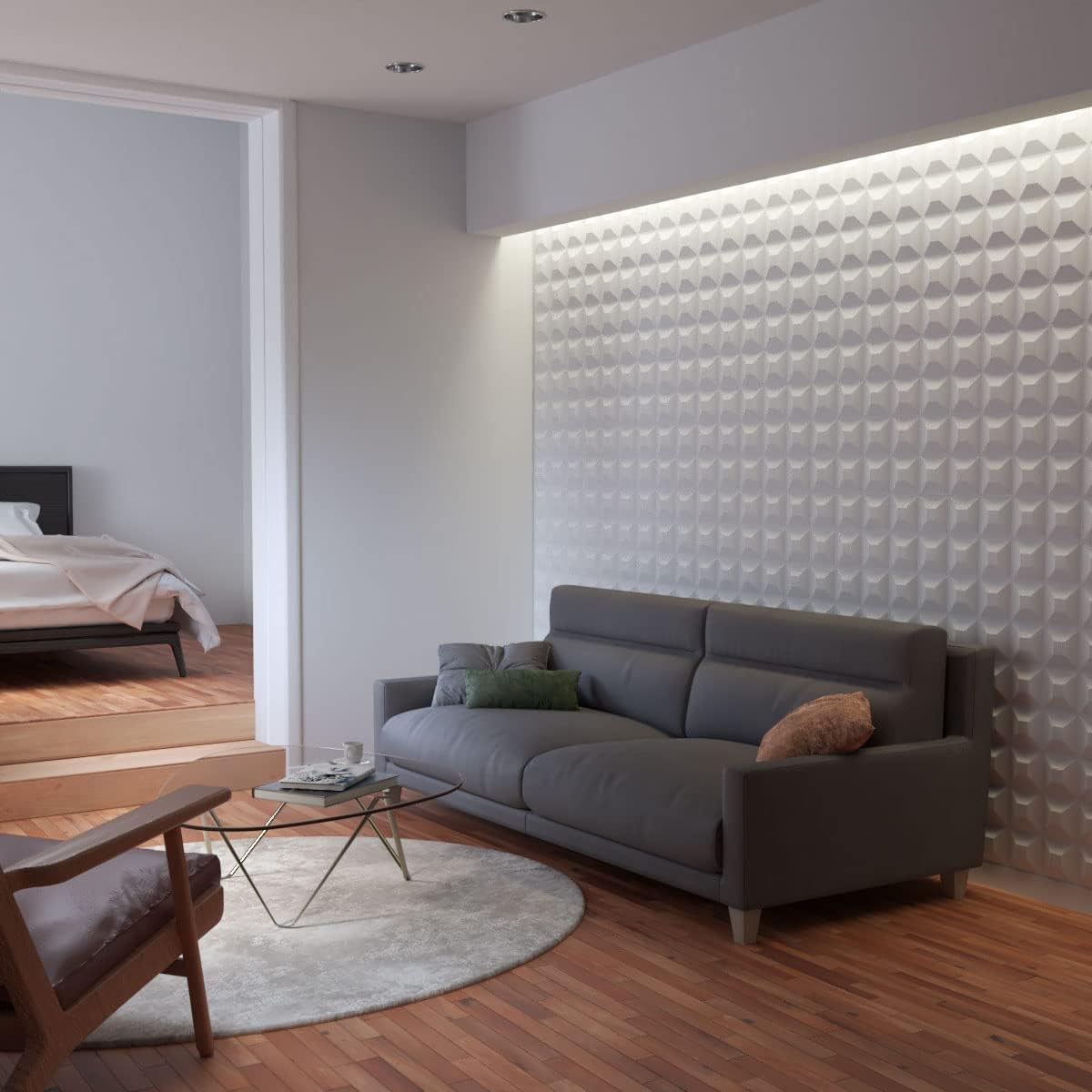 Ekena Millwork WP12X12SWWH-CASE-20 11 78 pulgadas de ancho x 11 78 pulgadas de alto Swindon EnduraWall Decorativo 3D Cubiertas de panel de pared