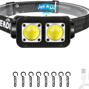 Linterna frontal recargable, sensor de movimiento de 1000 lúmenes, lámpara LED recargable para exteriores, impermeable, IPX4, para caminar por la Linterna frontal recargable, sensor de movimiento de 1000 lúmenes, lámpara LED recargable para exteriores, impermeable, IPX4, para caminar por la