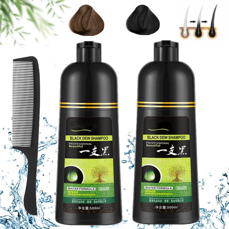 Champú herbario tinte para el cabello, champú Herbal Essences – Champú permanente instantáneo para teñir el cabello, 3 en 1, color natural de