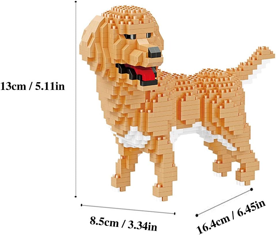 Bloques de construcción de mini perros, rompecabezas 3D, juego de bloques de construcción, juguetes regalos para niños o adultos (Golden Retriever,