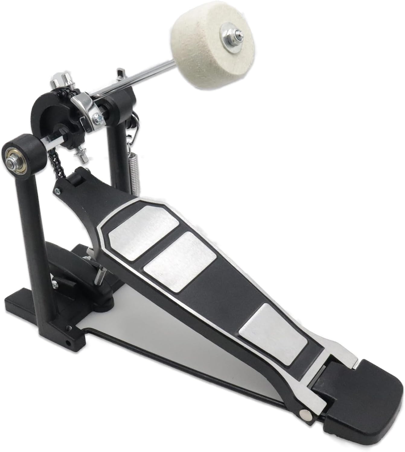 CashBeat Pedal de bombo individual, doble cadena, cabezal batidor ajustable y configuración rápida, accesorio de percusión profesional para kits de