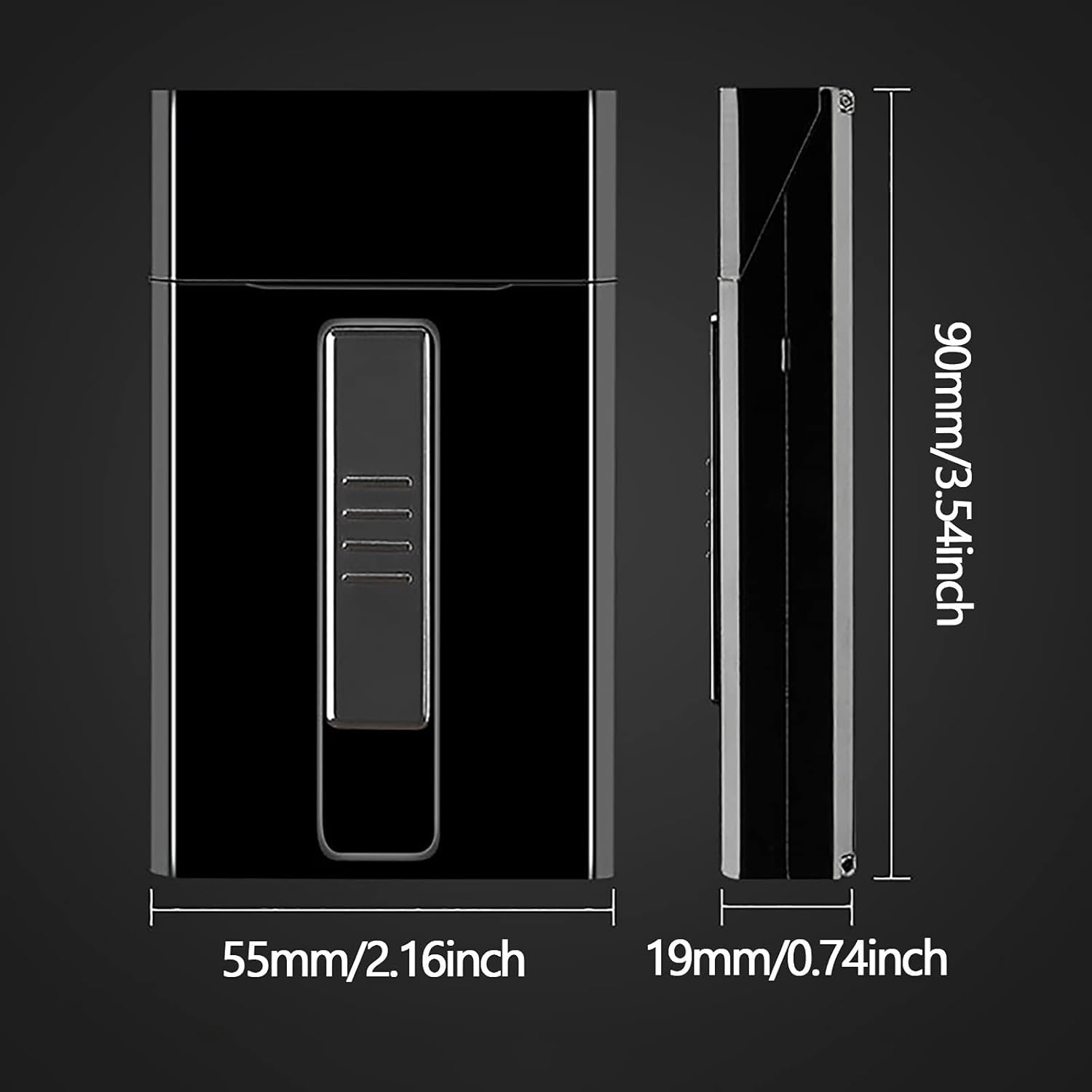 Estuche de cigarrillos 2 en 1 con encendedor eléctrico recargable por USB, paquete de 20 cigarrillos de 3.93 pulgadas, con encendedores sin llama a