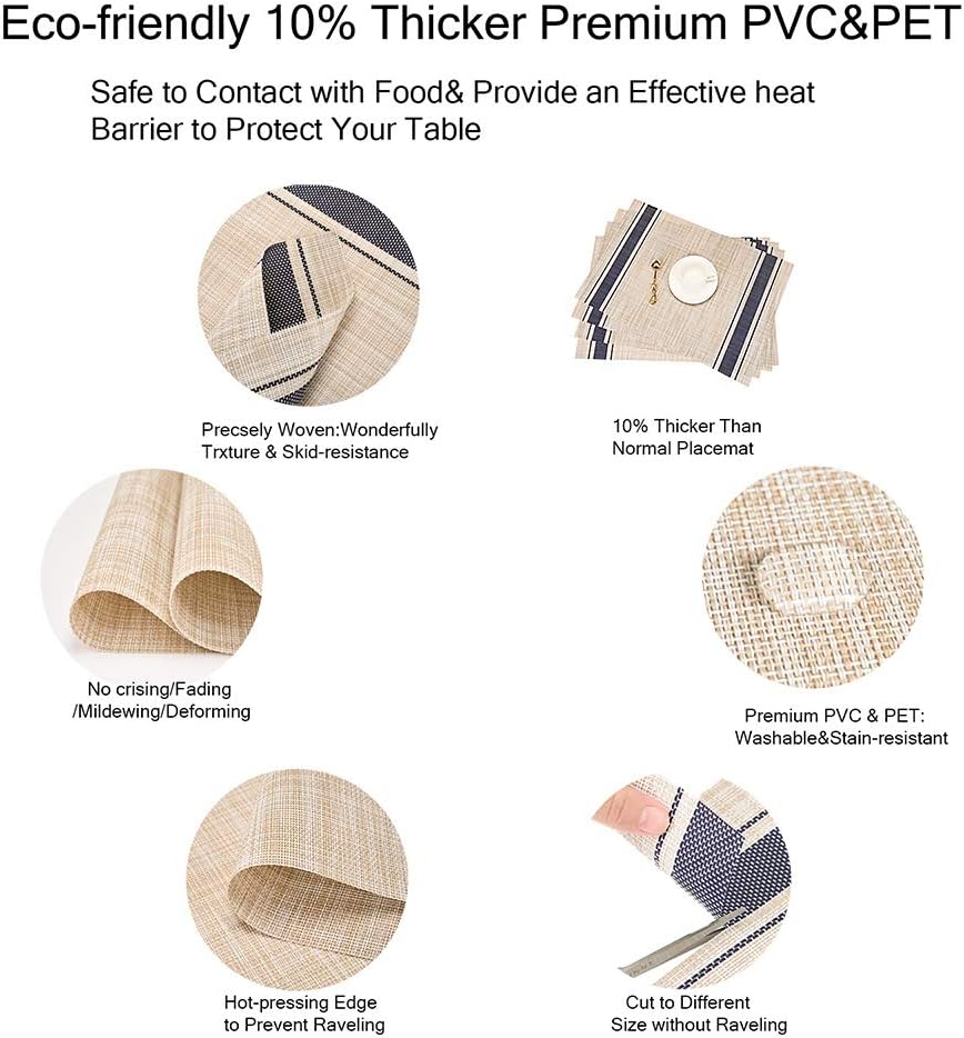 GIVERARE Juego de 4 manteles individuales de vinilo tejido resistente al calor, antideslizante, lavable, fácil de limpiar, manteles de plástico de