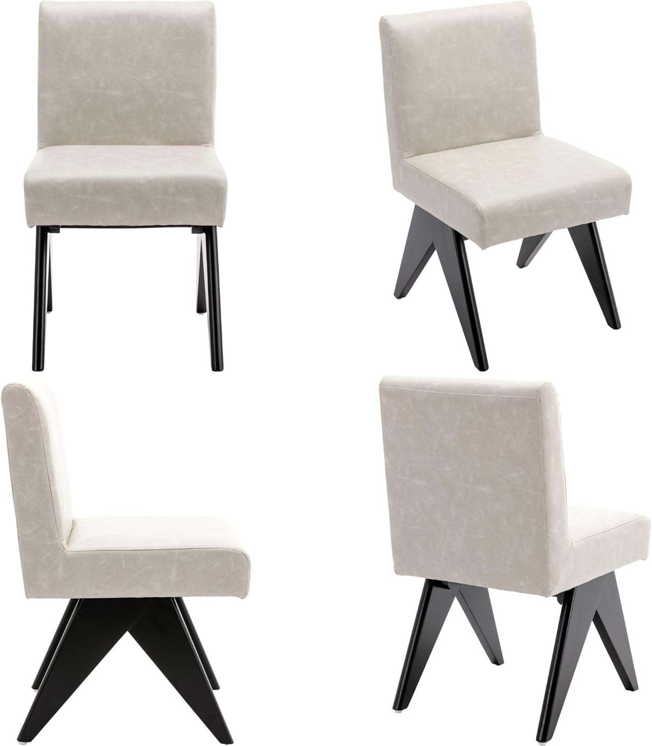 BESTANO Juego de 2 sillas de comedor modernas de estilo rústico de mediados de siglo, sillas de cocina tapizadas sin brazos con respaldo y patas de