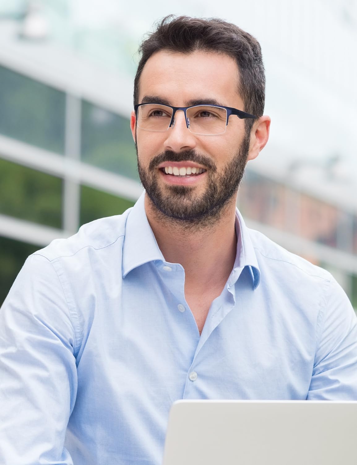 Lentes bloqueadores azules para hombre, rectangulares sin armazón, para computadora, luz azul, antirreflejos, para juegos UV (anteojos de metal azul