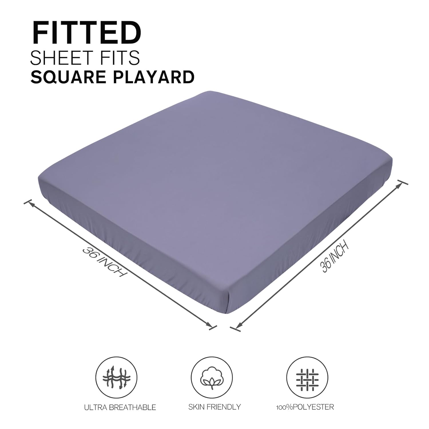 Cloele Sábanas bajeras elásticas cuadradas perfectas para colchones portátiles de 36 x 36 pulgadas, sábanas cuadradas para cuna, de poliéster