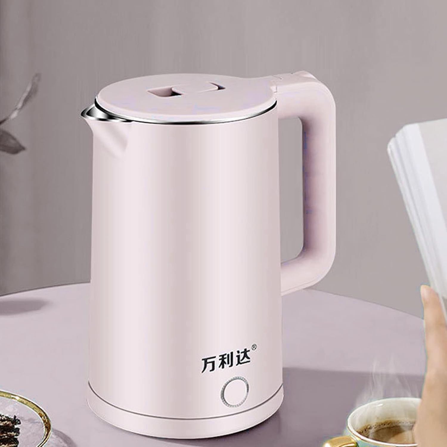 Hervidor eléctrico, caldera de agua eléctrica 4 protección de seguridad 2.3L para dormitorio (rosa)