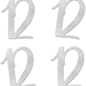 12 números recortados con purpurina plateada, decoración de aniversario para fiesta de cumpleaños número 12, artículos esenciales para bricolaje 12 números recortados con purpurina plateada, decoración de aniversario para fiesta de cumpleaños número 12, artículos esenciales para bricolaje