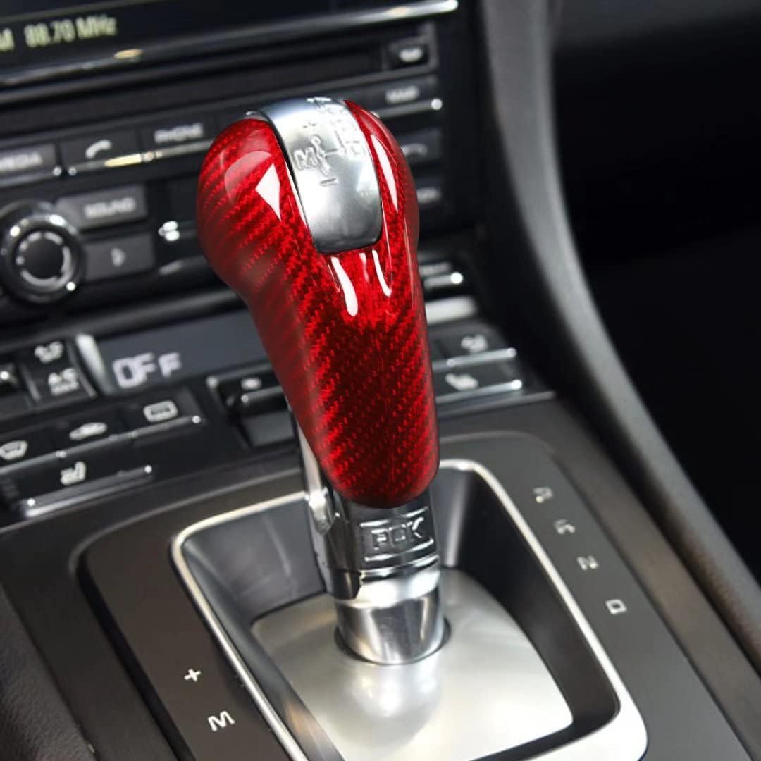 Accesorios interiores de fibra de carbono para portaequipajes, cubierta de marco para Porsche Macan, Panamera Cayman 718 911 2008-2020 (rojo)