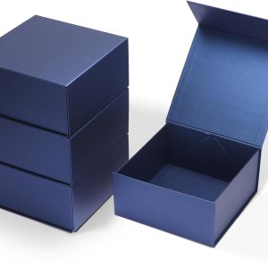 Ditwis Paquete de 4 cajas de regalo de 8 x 8 x 4 pulgadas con tapas de cierre magnético, caja magnética azul para bodas, propuestas de dama de Ditwis Paquete de 4 cajas de regalo de 8 x 8 x 4 pulgadas con tapas de cierre magnético, caja magnética azul para bodas, propuestas de dama de