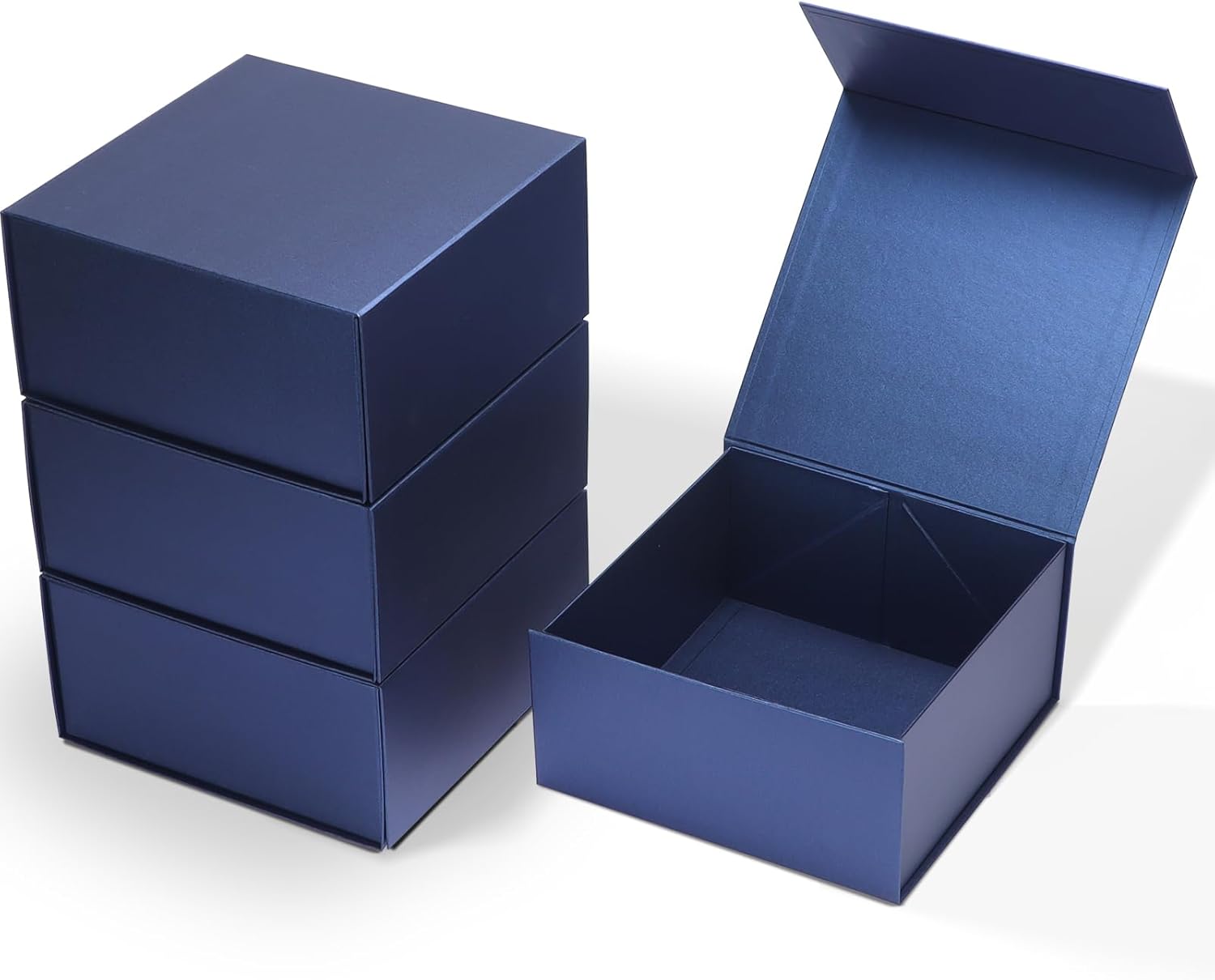 Ditwis Paquete de 4 cajas de regalo de 8 x 8 x 4 pulgadas con tapas de cierre magnético, caja magnética azul para bodas, propuestas de dama de