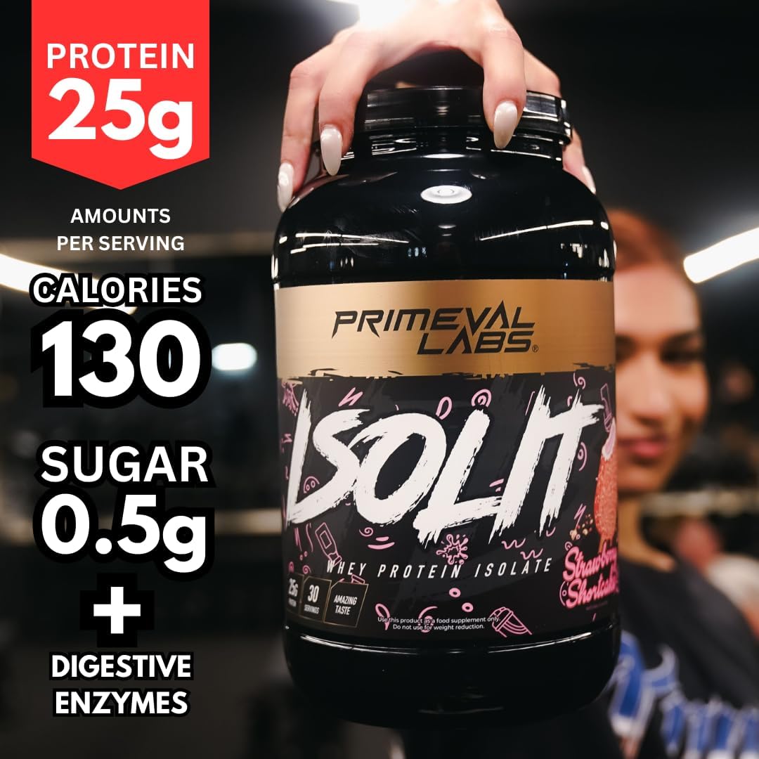 Primeval Labs ISOLIT – Proteína de suero en polvo, 100% aislado de suero de leche, 0.88 oz de proteína, BCAA, absorción rápida, fácil digestión