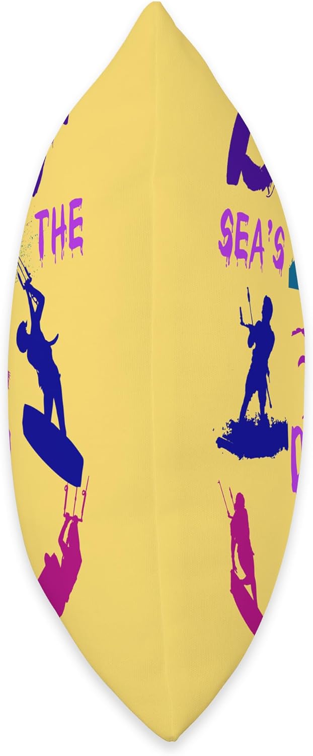 Kitesurf Gifts and Surf Lover Tees by taiche Kitesurfer Silhouette Pattern with Seas The Day Quote 5 Throw Pillow, 16×16, Multicolor