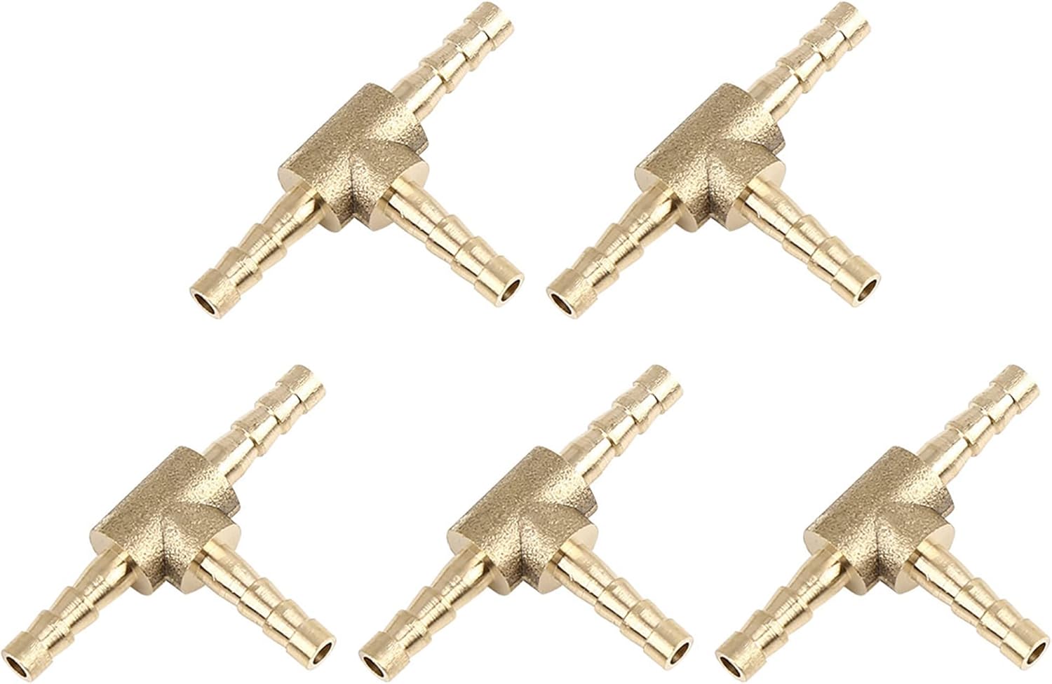 X AUTOHAUX Adaptador de conector en T de 3 vías de latón de manguera de 0.157 in para tubería de aceite de gas de agua de aire, 5 unidades