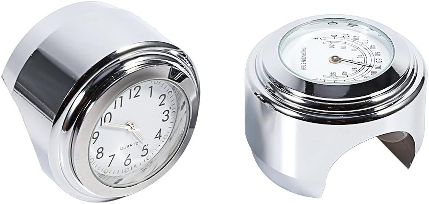 Reloj de motocicleta, esfera blanca, reloj impermeable + termómetro, alfombrillas de goma antisalto y llaves Allen, para manillar 78 1,