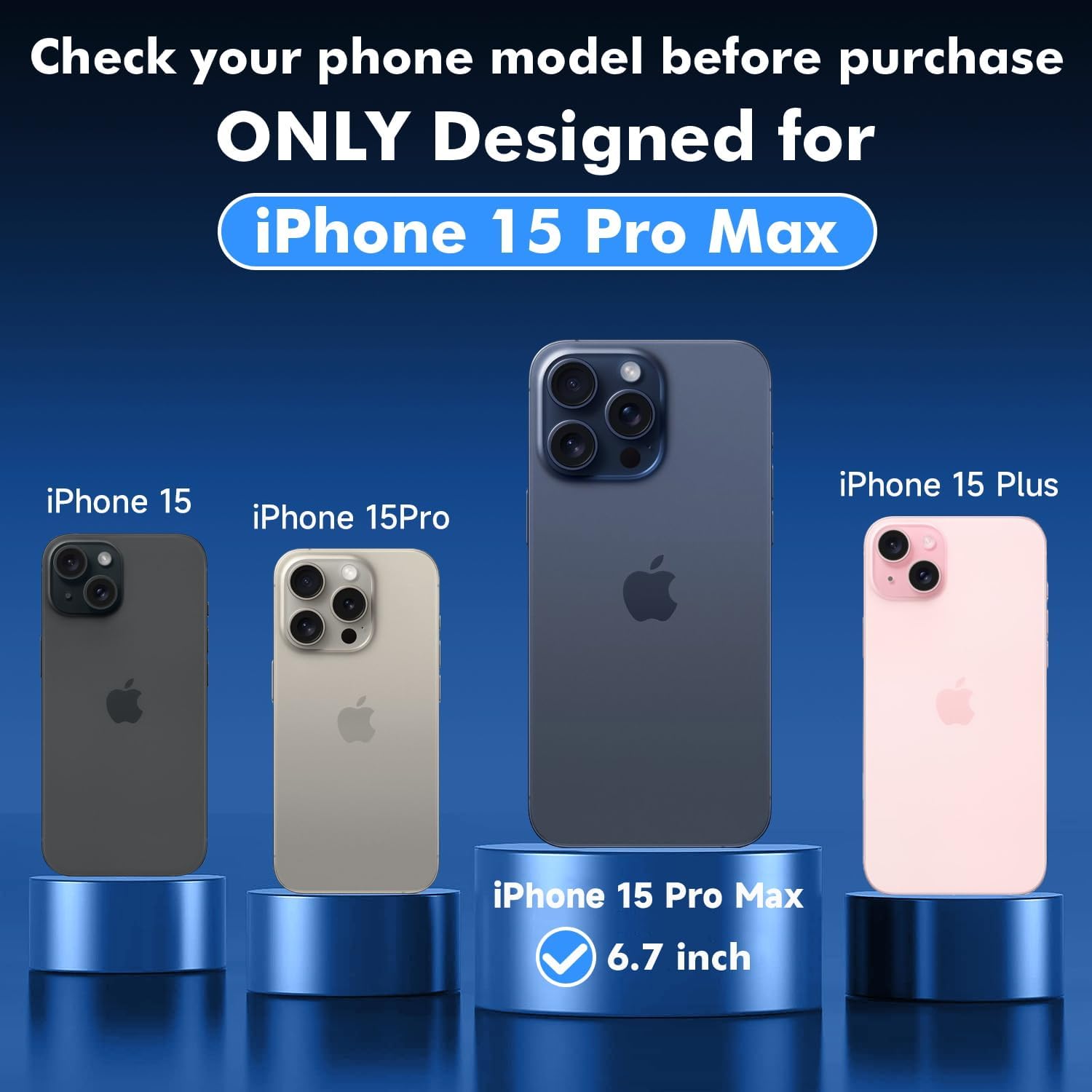 Funda magnética transparente para iPhone 15 Pro Max, funda para iPhone 15 Pro Max no amarilla con protector de pantalla + protector de lente de
