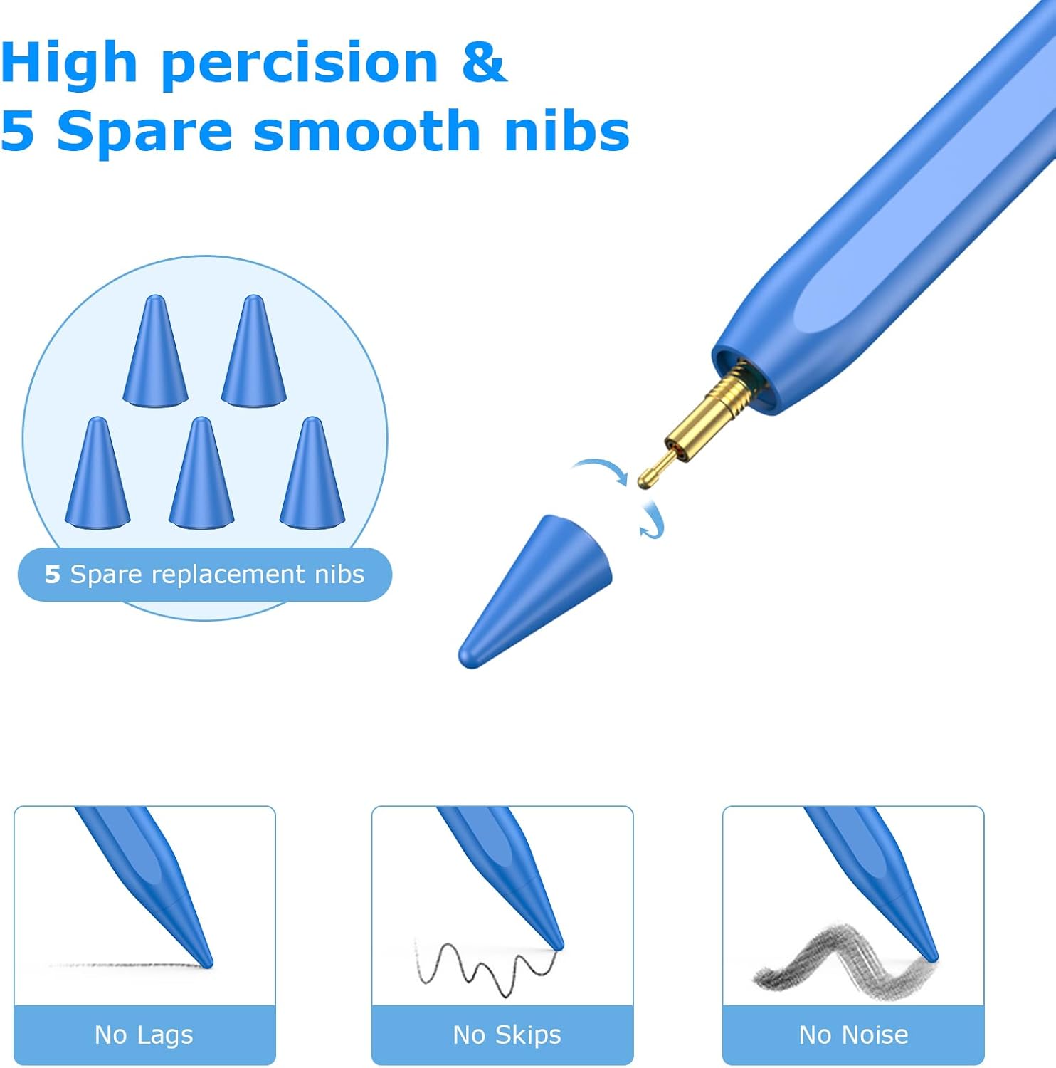 Lápiz capacitivoApple Pencil para iPad de 109 generación, compatible con (2018-2022) Apple iPad Pro 11 y 12.9 pulgadas, iPad Mini 65 generación,