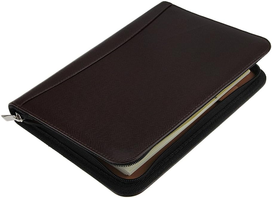 Bao Core Cartera de viaje con cremallera de piel sintética, tamaño A5, cuaderno ejecutivo de hojas sueltas con ranuras para tarjetas de calculadora,