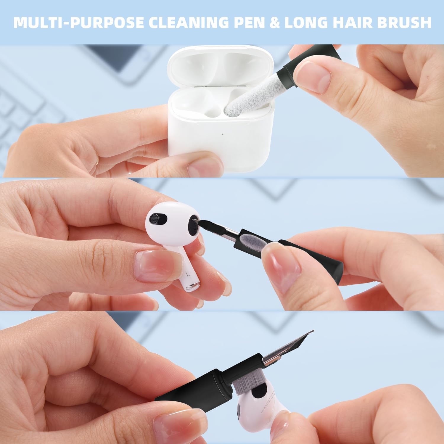 Kit de limpieza para Airpod, kit de limpieza de iPhone, kit de limpieza multifunción para Airpod, cepillo suave para puerto de carga de teléfono,