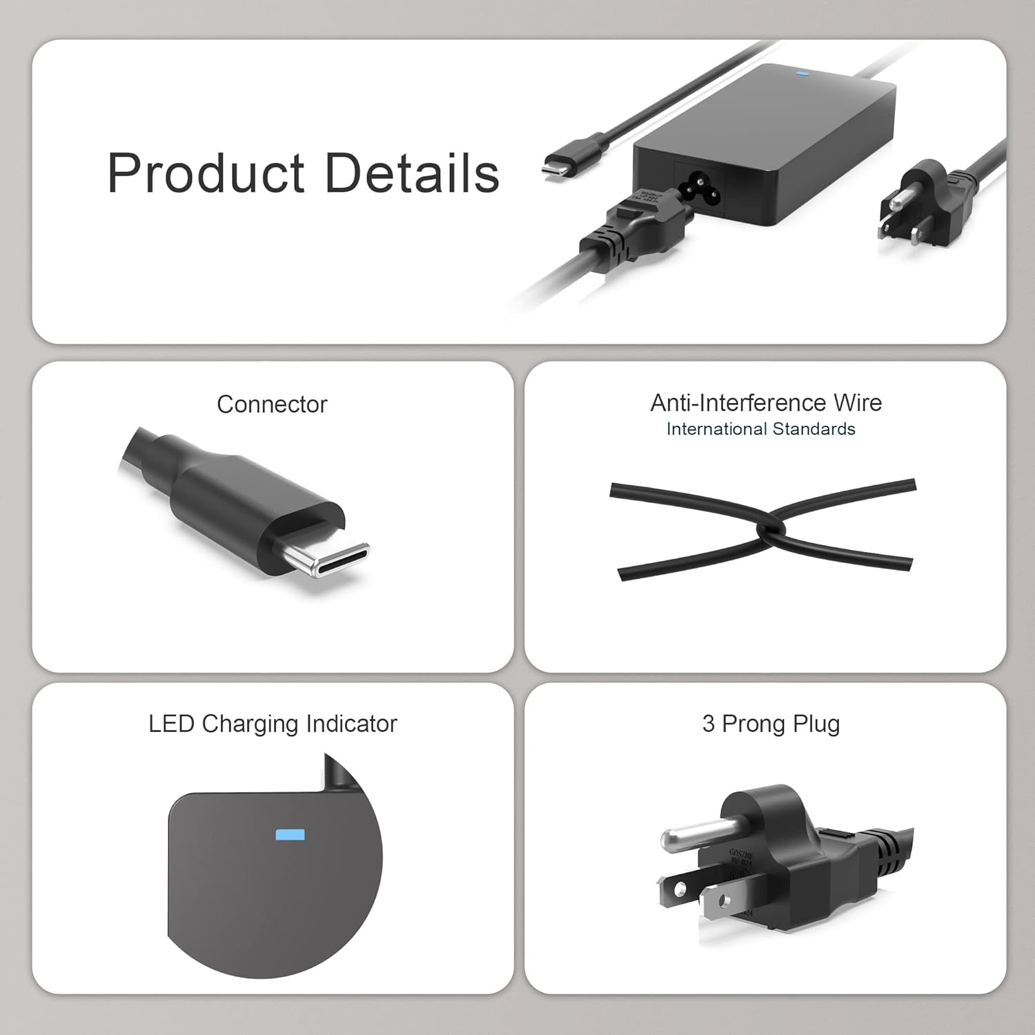 Cargador de CA USB-C de 100 W para Asus Rog Zephyrus G14 G16 GU605 GU605MI GU605MY GU605MZ GU605MU GU605MV GA403 GA403UV GA403UI GA403UU, ROG Strix