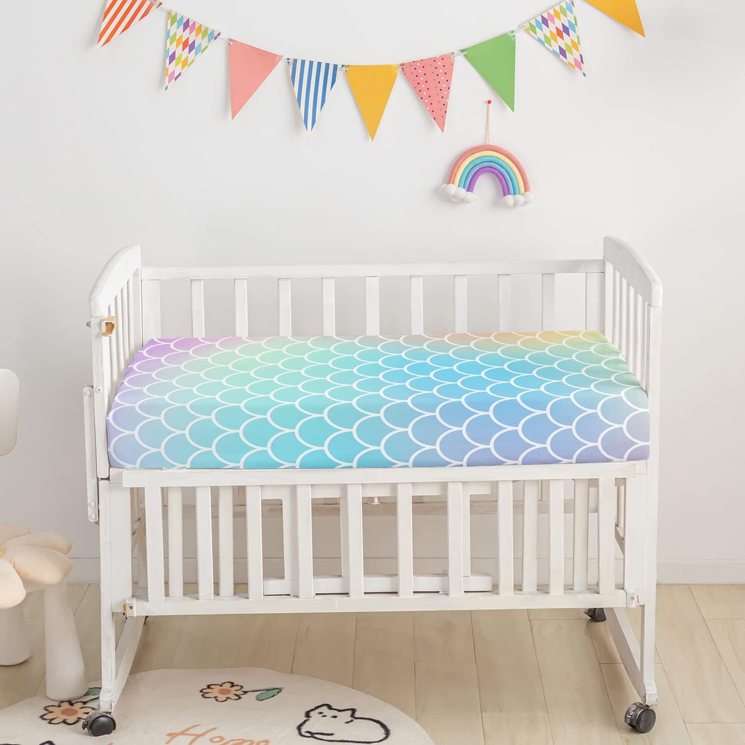 Datura home Juego de ropa de cama para cuna, 3 piezas de ropa de cama para cuna con edredón, sábana de cuna y falda de cuna, ropa de cama de