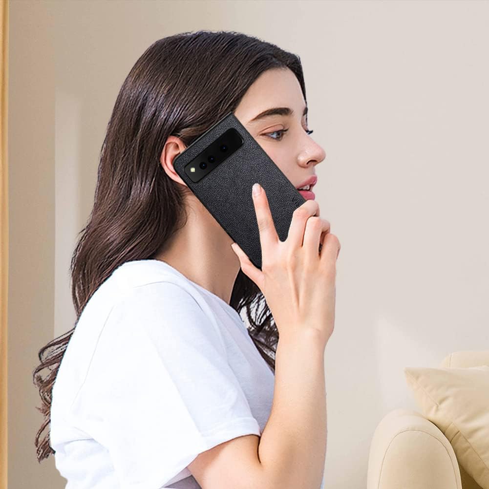 Funda para Google Pixel Fold, funda de cuero premium para teléfono con diseño retro para Google Pixel Fold 5G (negro)