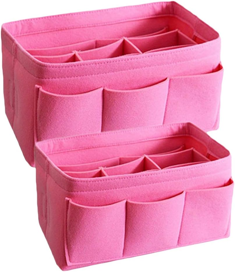 Bolsa de cosméticos Multi-Rejillas Impermeable Gran Capacidad Maquillaje Cosméticos Bolsa de Almacenamiento Organizador de Fieltro Rojo XL