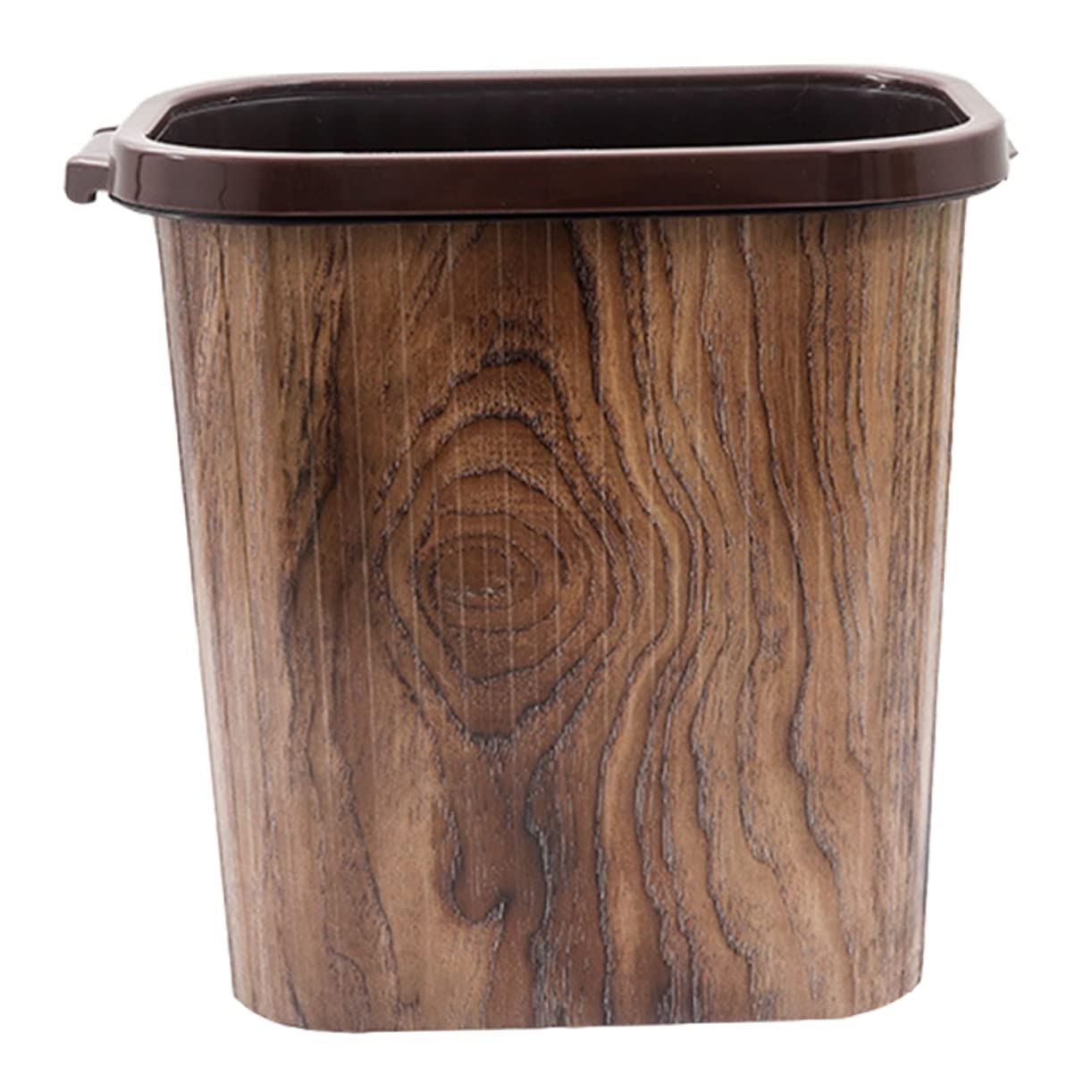 Contenedor de basura de grano de madera de imitación, contenedor de basura de plástico con tapa, almacenamiento de residuos de baño, material de