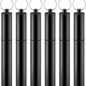 6 piezas portpalillos de dientes portátil hermético de aluminio tubo de metal para articulaciones, tubo de almacenamiento, impermeable, bolsillo con 6 piezas portpalillos de dientes portátil hermético de aluminio tubo de metal para articulaciones, tubo de almacenamiento, impermeable, bolsillo con